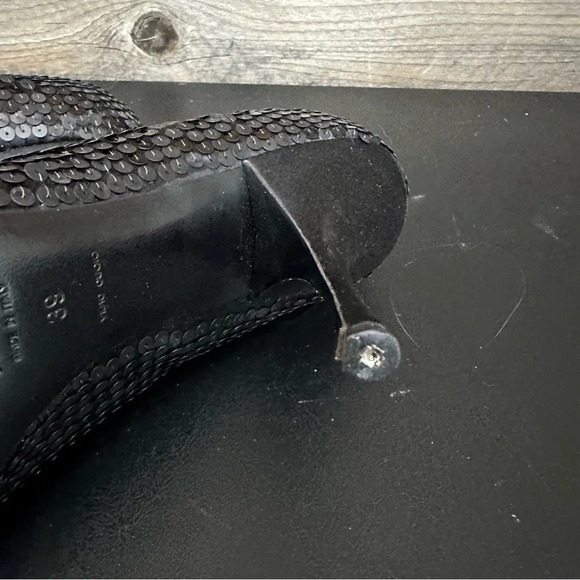 Prada Black Sequins Pumps Women 39 Black Bow Satin Toe & Heel Stiletto Shoes - Picture 10 of 12